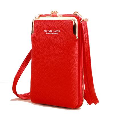 China Fashion PU Leather Crossbody Cellphone Bag for Women Wallet Purse, Small Kiss lock Crossbody Cell Phone Purse Bag for sale