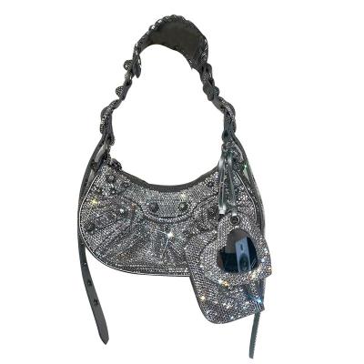 China Fashion Fashion Rhinestone Purses for Women Chic Sparkly Evening Handbag Bling Hobo Bag Shiny Silver Clutch Purse for Party Club Wedding for sale