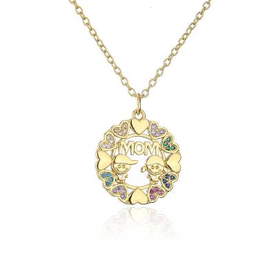 China TRENDY Disc Design Personality Jewelry Boy Girl Dangle Gift Mother's Day MOM Plated 18K Gold Zircon Brass Necklace for sale