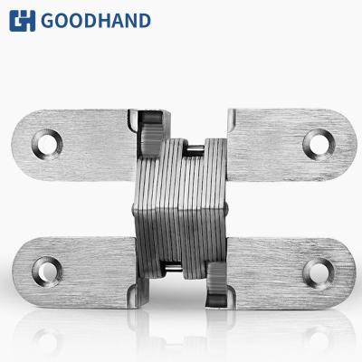 China Modern Professional Supplier 180 Degree Hinge Furniture Soft Narrow Invisible Cross Door Hinge for sale