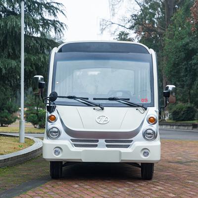 China Sheet Metal Car Body 7.5KW motor Electric Sightseeing Car 14 Seater Enclosed Doors Mini Electric Bus en venta