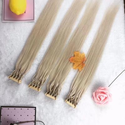 China Silky Straight Wave Hair System European 6D Human Hair Extensions 100% Fastest Cuticle Virgin Hair Extensions for sale