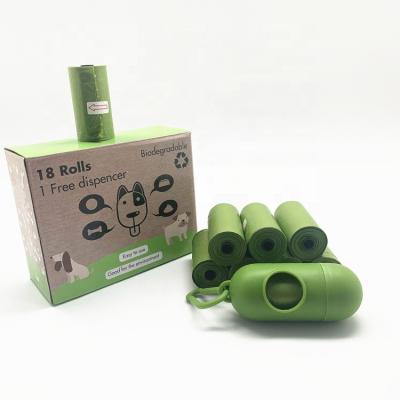 China Sustainable Compostable Biodegradable Eco Friendly Custom Dog Poop Bags With Dispenser And Leash Clip for sale