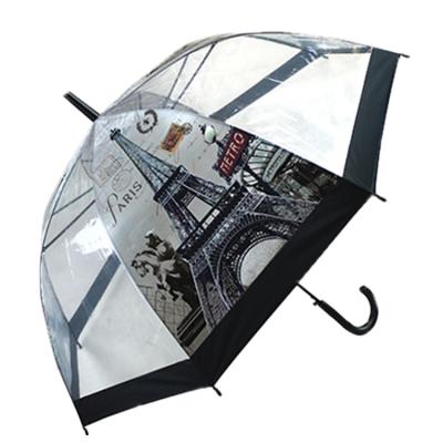 China Hot Selling Traditional Printing Cheap Stock Clear Umbrella Transparent POE Umbrella for sale