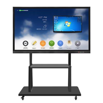 China OPS Slot Teacher School Dual System 2K 4K Anti-Glare Glass Wifi USB 75 Inch Multi-touch Electronic Classroom Smart Board For School Panel for sale