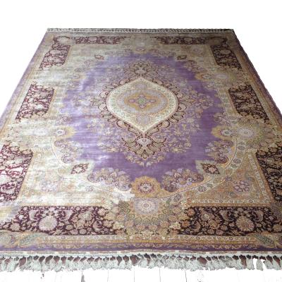 China 7x10ft Washable Peachstone Medallion Hand Knotted Persian Indian Handmade Turkish Silk Wedding Area Rug Indoor Outdoor Halis for sale