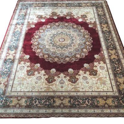 China Washable red 9x12ft wedding rug hand made silk tukish covers hand knotted Persian designer living room area indoor outdoor rugs for sale