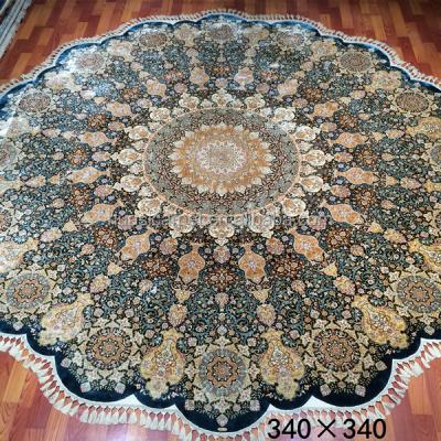 China 11x11ft Series Large Size Carpet Kazakhstan Head Office Washable Handmade Persan Blue Silk Turkish Hand Knotted Hotel Blankets For Sales for sale