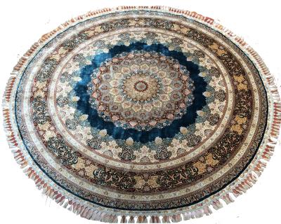 China 9x9ft Blue Round Persian Blankets Washable Designer Office Hotel Floor Area Handmade Turkish Silk Indoor Indoor Outdoor Dwarf for sale