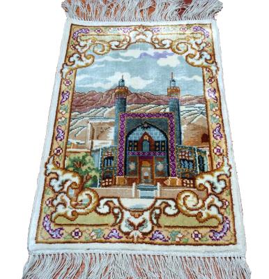 China New Design Persian 1x1.4ft Turkish Handmade Silk Washable Turkish Handmade Silk Oriental Hand Knotted Prayer Keepsake Decorative Blankets for sale