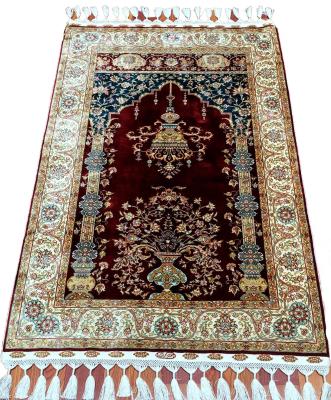 China 80*120cm Washable Red Hand Knotted Miniature Persian Rugs Small Turkish Antique Silk Handmade Prayers On Sale for sale