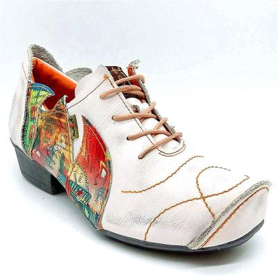 China Round white embossed anti-collision ladies shoes European classic leather style wear-resistant shoes for sale