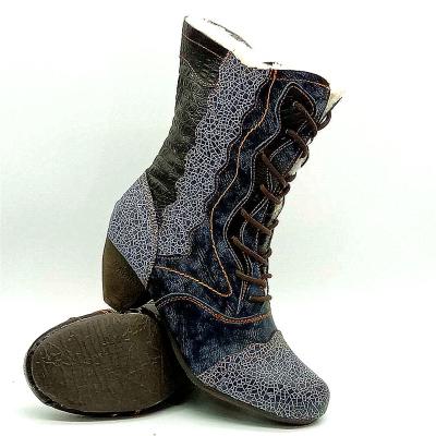 China New Design Massage Printing High Heel Winter Sexy Leather Boots Long, TPR GENUINE Leather CHELSEA Boots for sale