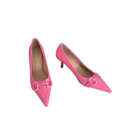 China Fashion Trend Woman Pumps New Arrived Poited Pink Single Toe Loafers Ladies Shoes Fashion High Heel Sandals for sale