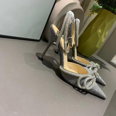 China Fashion Trend Brand Shoes M Woman High Heel Sandals Led Toe Diamond White Wedding Shoes for sale