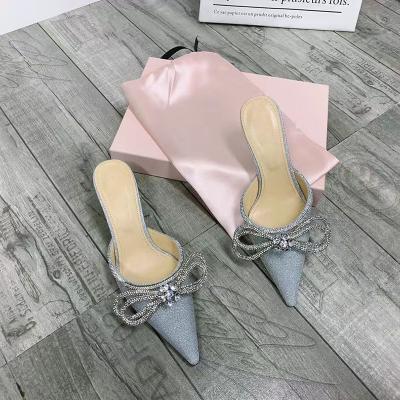 China Fashion Trend Brand Shoes M Woman High Heel Sandals Led Toe Diamond White Wedding Shoes for sale