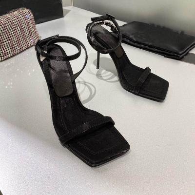 China Fashion Trend High Quality High Heel Wholesale Custom Sandals Black Simple Woman Shoes for sale