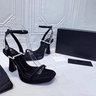 China Fashion trend woman flat shape shoes high heel sandals black silk unique wedding dress ladies bridal shoes for sale