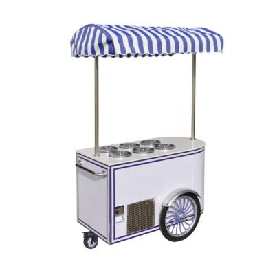 China 2021 Gelato Snack Factory Popsicle Freezer Display Cart /Italian Ice Cream Cart With CE for sale