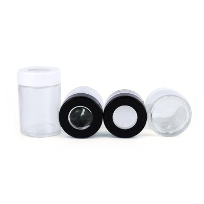 China Wholesale Custom Black And White Hot Stash Safe Hot Seller 2Oz 3Oz 4Oz Smell Proof Magnifying Glass Jar for sale