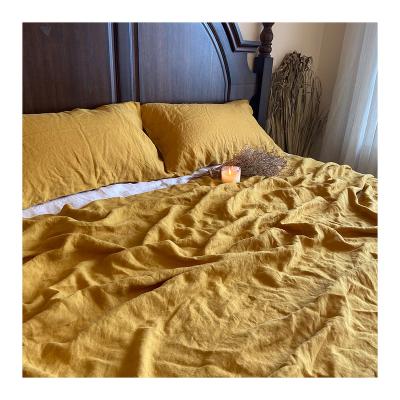 China Nondisposable LZ Stone Washing 100% Natural Linen Hotel Bed Sheet Set for sale