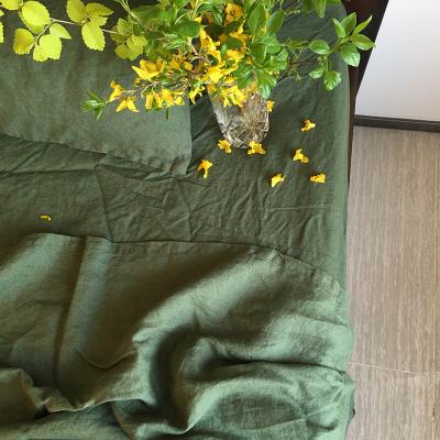 China Nondisposable high quality luxury green 100% French pure linen stonewashed bedding from LZ oliva for sale