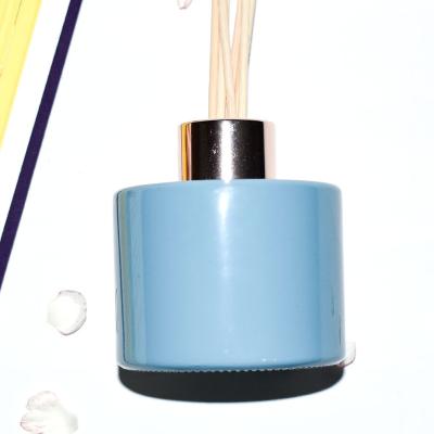 China Custom Colors Personal Care LZ Cylinder Reed Blue Amber Gray Reed Diffuser Glass Bottle 100ml for sale