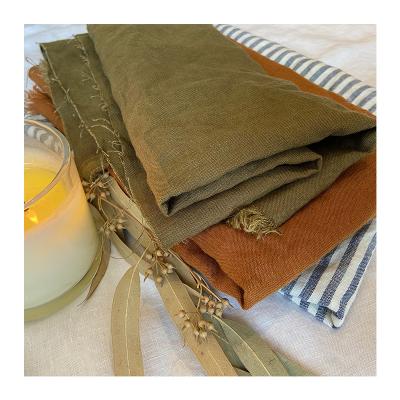 China Wholesale LZ Organic Loose Washed Linen Fabric Rust Solid Color Linen Fabric for sale