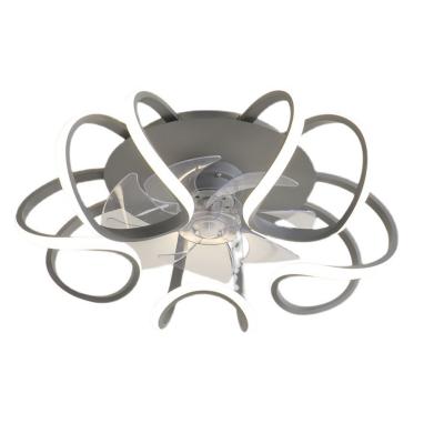 China Modern Living Room 6 Pieces Hidden Ceiling Fan Blades LED With Turning On Bright Light Remote Control for sale