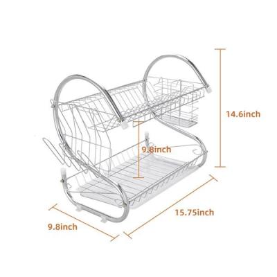 China Dish Racks Double Layers Dish Racks Shelf Multifunctional Minimalist S-shaped Dish Drainer for sale