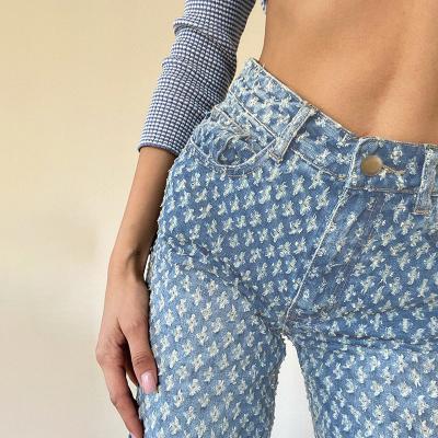 China Breathable Blue Vintage Friend Style Loose Jeans For Women Full 2021 Denim Streetwear Casual Pants With Holes for sale