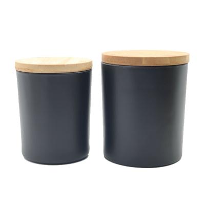 China Candle making matte black glass candle jar with lid candle glass with lid glass scented candle with lid for sale