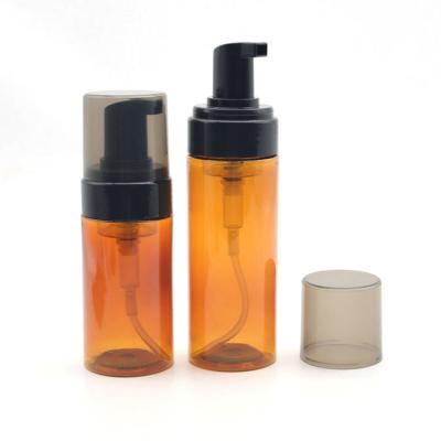 China Liquid Soap 100Ml Amber Color Round Airless Foamer Pump Lotion Bottle Cosmetic Plastic Airless Bottles for sale