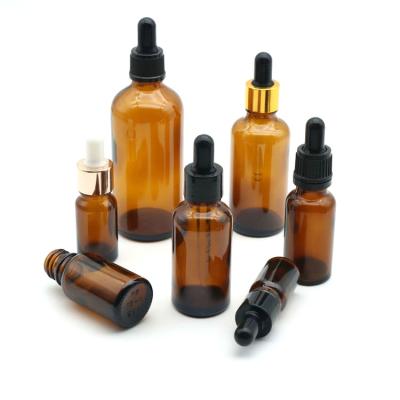 China Cosmetic Glass Dropper Use SPA Massage Oil Bottle 30ml 50ml Amber Essential Oil Bottle for sale