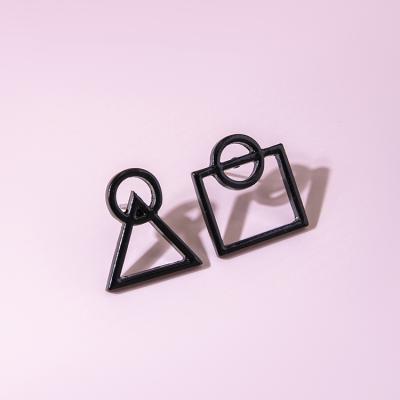 China TRENDY Black Color Fashion Triangle Square Geometric Shape Stud Earrings For Women Jewelry for sale