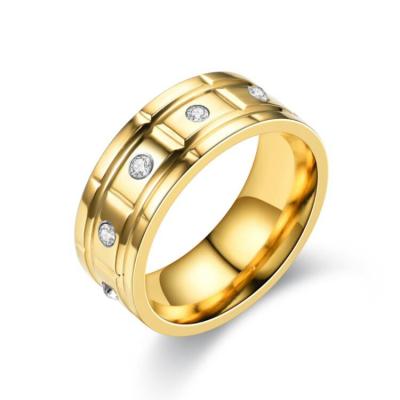 China FASHIONABLE Women Diamond Stainless Steel Couple Ring Fashion Wedding Rings Jewelry for sale