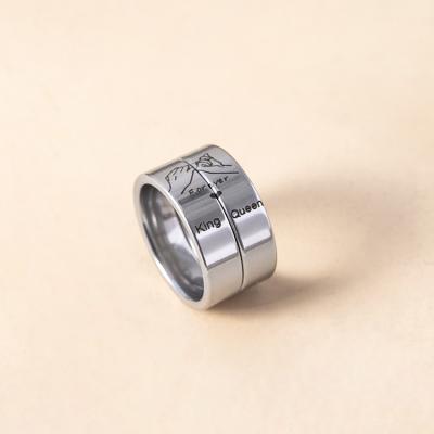 China Fashion BOHEMIA King Queen Ring Stainless Steel Couple Wedding Ring For Women Men Love Forever Jewelry for sale