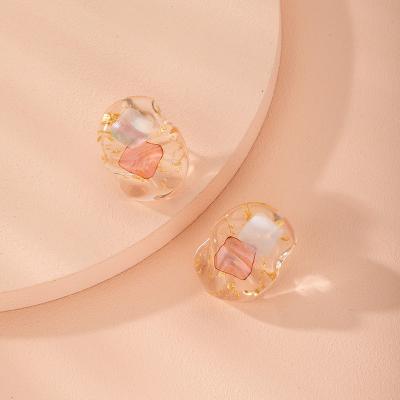 China Cute Clear Irregular Geometry Flower Resin Stud Korean Dry Acrylic Dangle Earrings For Women Shape Jewelry for sale