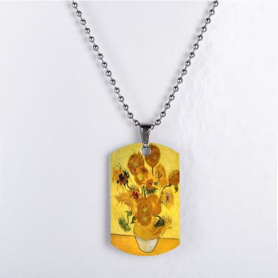 China Custom Made Van Gogh Dog Tags Necklace Classic Hot Sale Stainless Steel Jewelry Necklace Pendant for sale