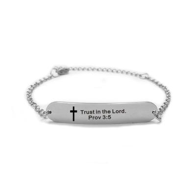 China Religious Christian Charm Chain Bible Verse Bracelet Cross Religious Faith Stainless Steel Jewelry Bracelet for sale