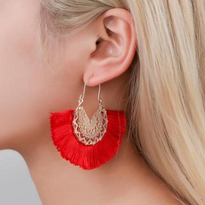 China CLASSIC Wholesale Gold Plated Tassel Circle Dangle Earrings For Women Hollow Out Drop Earrings Jewelry for sale