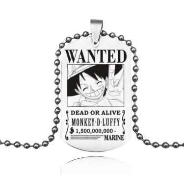 China Popular Hot Sales Double Sided Engraved Stainless Steel Custom Necklace Anime One Piece Pendant Necklace for sale