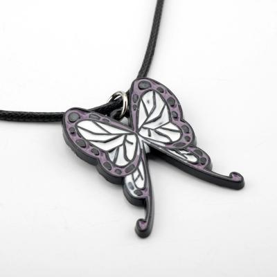 China New Style Japan Anime Cosplay Necklace Demon Slayer Metal Enamel Butterfly TRENDY Necklace For Women Men for sale