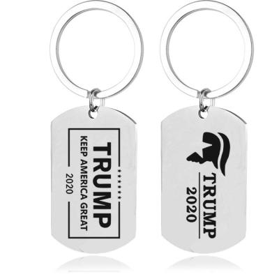 China Keepsake Gifts Guard America Large Metal Keyring Trump 2020 Stainless Steel Pendant Engraved Custom Key Chain for sale