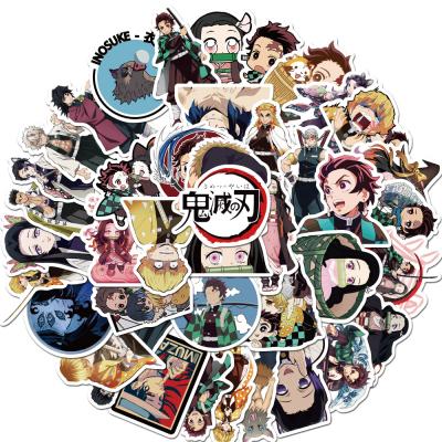 China Cartoon Sticker 50Pcs/Set Anime Kimetsu No Yaiba Demon Slayer Graffiti Stickers Suitcase Laptop Waterproof Stickers for sale