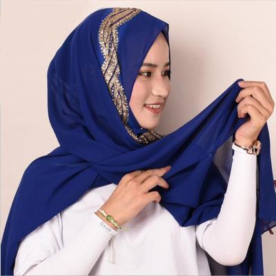 China Scarf 2020 Fashion Muslim Hijabs Scarves Solid Color Shiny Chiffon Shawl Women Hijab Scarf With Rhinestone for sale