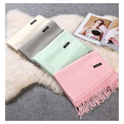 China Fashion Luxury Winter Warming Simple Solid Color Cashmere Scarves For Women Elegant Scarves Shawls for sale