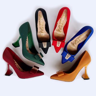 China Breathable 2022 Design Pointed Toe Dress Kitten Low Heels Ladies Shoes Pumps For Women for sale