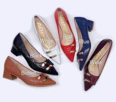 China Fashion trend fashion 2022 colorful women leather low heel ladies pump soft stylish shoes for summer for sale