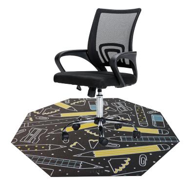 China Washable Durable Eco-friendly Pattern Print Octagon 48*48 inches PVC Floor Mat Office Chair Mat Accessories for sale